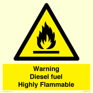 Warning diesel fuel Highly Flammable